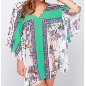 Sea Green Print Swim Cover-Up